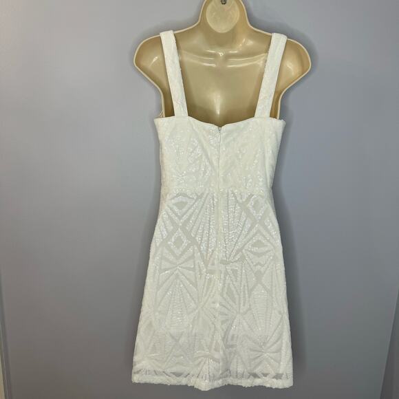 Lulu's Know Your Worth White Sequin Square Neck Mini Dress - Picture 9 of 14